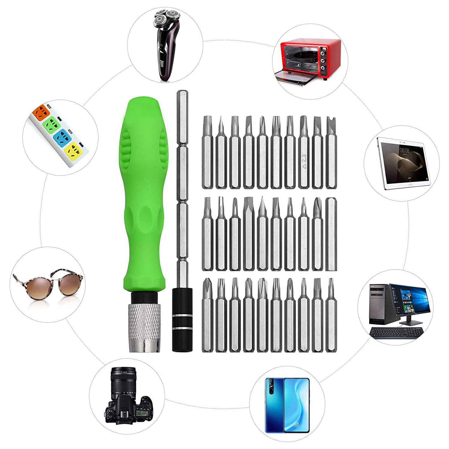 32 in 1 Mini Screwdriver Bits Set with Magnetic Flexible Extension Rod 32 in 1 Mini Screwdriver Bits Set with Magnetic Flexible Extension Rod